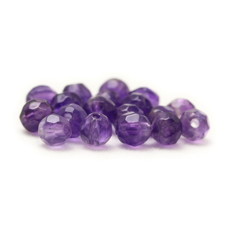 【1粒売り/ビーズ】アメジスト 64面カット 4mm/ 2月 運気 恋愛成就 結婚運 素材 パーツ うお座 パープル いて座 天然石 星座石 誕生石 パワーストーン バラ売り ブレスレット 手作り 材料 ハンドメイドパーツ