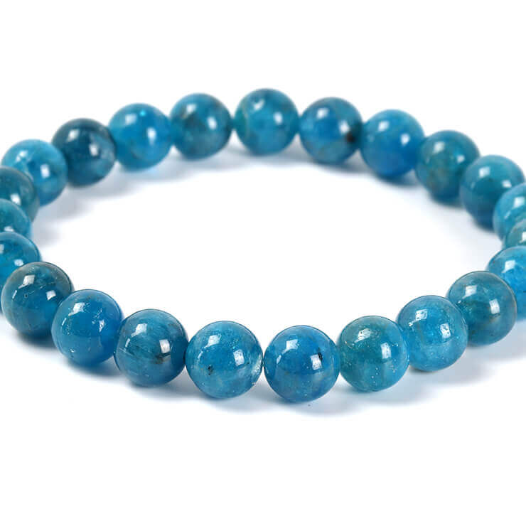 アパタイト 8mm シンプル ブレスレット/ ブルー 恋人 夫婦円満 運気 性別 メンズ 希少 珍しい天然石ブレス 人間関係 シンプル