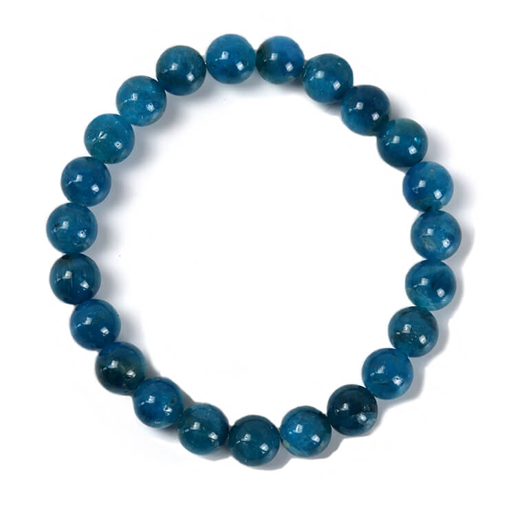 アパタイト 8mm シンプル ブレスレット/ ブルー 恋人 夫婦円満 運気 性別 メンズ 希少 珍しい天然石ブレス 人間関係 シンプル
