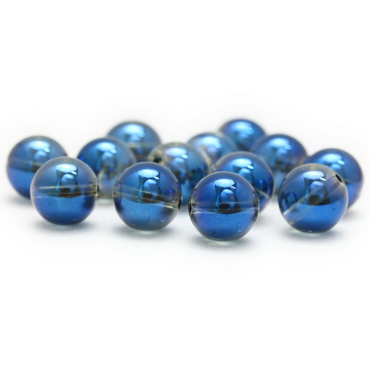 【1粒売り/ビーズ】アクアオーラ ダークカラー 10mm/ ブルー 仕事運 運気 素材 パーツ 天然石 パワーストーン バラ売り ブレスレット 手作り 材料 ハンドメイドパーツ
