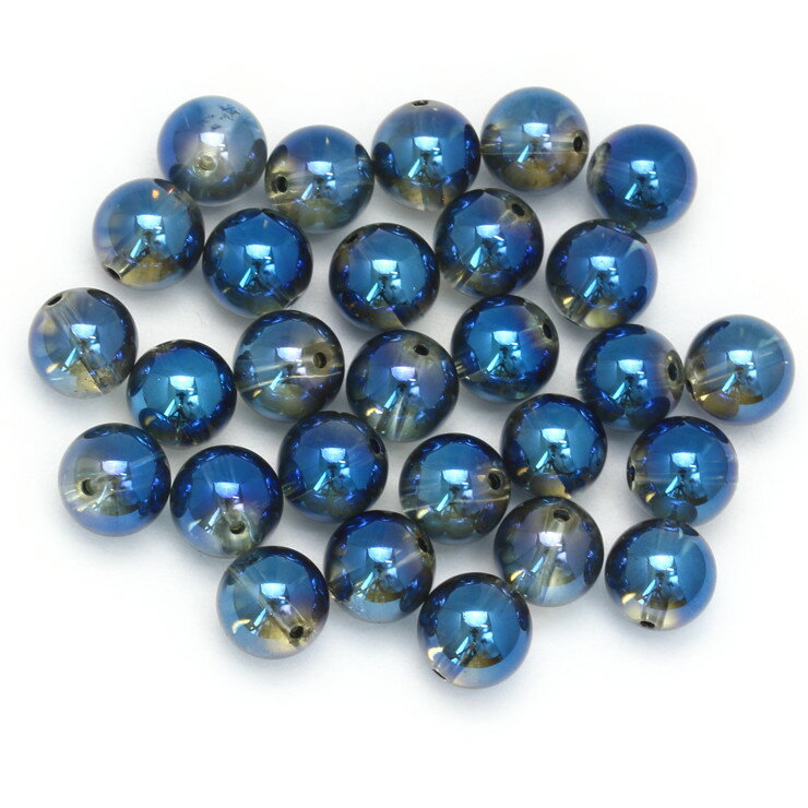 【1粒売り/ビーズ】アクアオーラ ダークカラー 10mm/ ブルー 仕事運 運気 素材 パーツ 天然石 パワーストーン バラ売り ブレスレット 手作り 材料 ハンドメイドパーツ