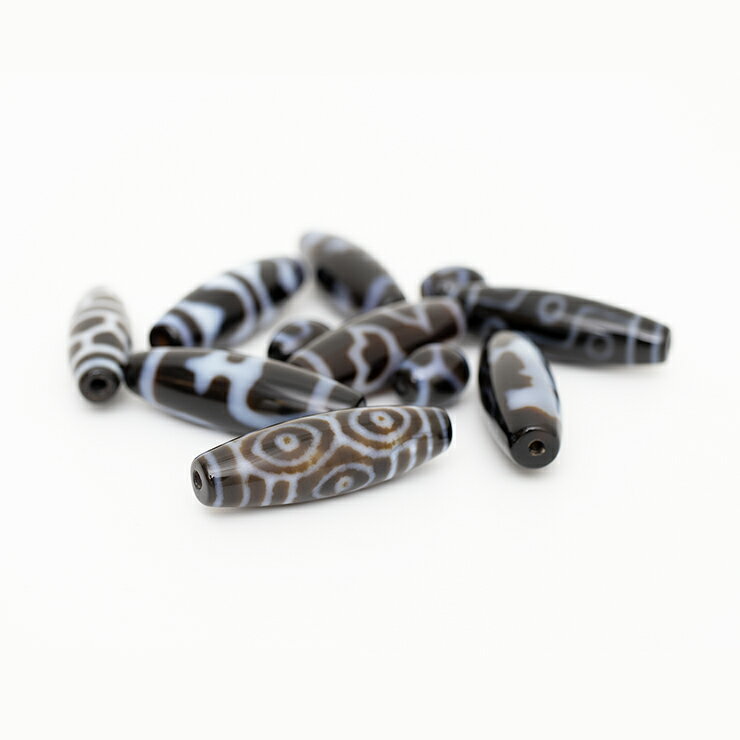 【粒売り/バラ売り】ジー dZi 観音天珠 3 8mm/ ブラック ジー 天珠 観音 天珠 運気 素材 パーツ 癒し 14mm以上 天然石