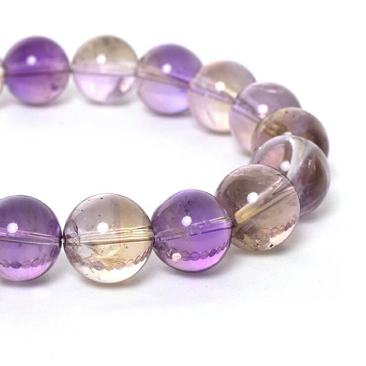 美しいバイカラー【一点もの】ボリビア アメトリン 12mm シンプル ブレスレット/ 仕事運 恋人 夫婦円満 運気 恋愛成就 金運 マルチカラー うお座 癒し ...