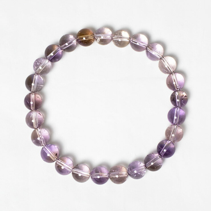 美しいバイカラー【一点もの】ボリビア アメトリン 8mm シンプル ブレスレット/ 恋人 夫婦円満 運気 金運 マルチカラー うお座 希少 星座石 誕生石