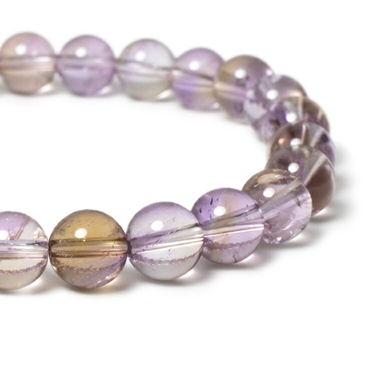 美しいバイカラー【一点もの】ボリビア アメトリン 8mm シンプル ブレスレット/ 恋人 夫婦円満 運気 金運 マルチカラー うお座 希少 星座石 誕生石