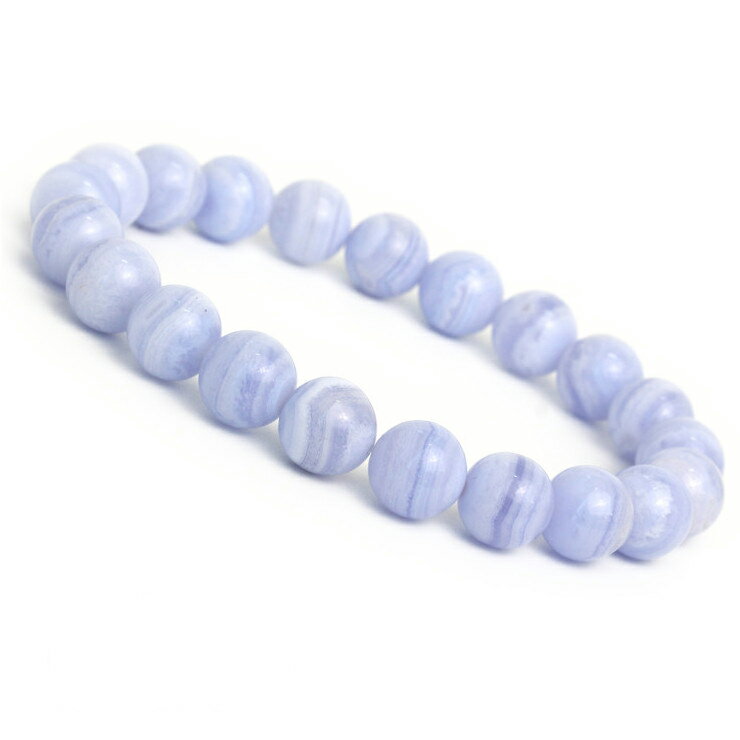 ブルーレースアゲート 10mm シンプル ブレスレット/ 運気 ふたご座 性別 メンズ 人間関係 癒し シンプル おとめ座 星座石 誕生石