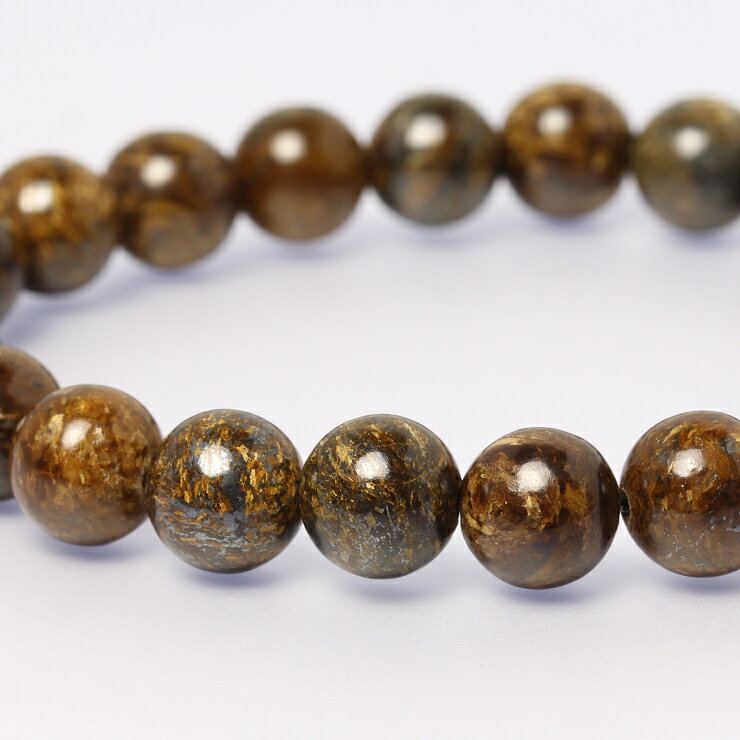ブロンザイト 8mm シンプル ブレスレット/ ブラウン 仕事運 運気 性別 メンズ 人間関係 シンプル