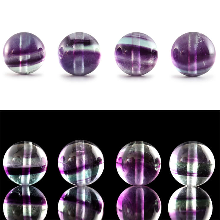 【1粒売り/ビーズ】バイカラーパープルフローライト 10mm/ 仕事運 運気 素材 パーツ マルチカラー レインボーフローライト 希少 珍しい天然石 癒し 天然石 パワーストーン バラ売り ブレスレット 手作り 材料 ハンドメイドパーツ