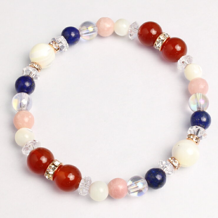 カーネリアン マザーオブパール デザイン ブレスレット 4月 魔除け 厄除け 安産 子宝 ブルー 仕事運 12月 運気 性別 7月 ラピスラズリ しし座 てんびん座 星座石 誕生石 カーネリアン ブレスレット
