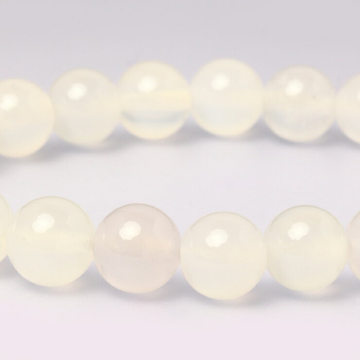 ホワイトカルセドニー 8mm シンプル ブレスレット/ 縁結び 運気 性別 メンズ 人間関係 シンプル ホワイト カルセドニー ホワイト クリア