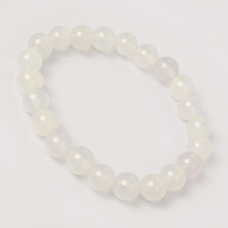 ホワイトカルセドニー 8mm シンプル ブレスレット/ 縁結び 運気 性別 メンズ 人間関係 シンプル ホワイト カルセドニー ホワイト クリア