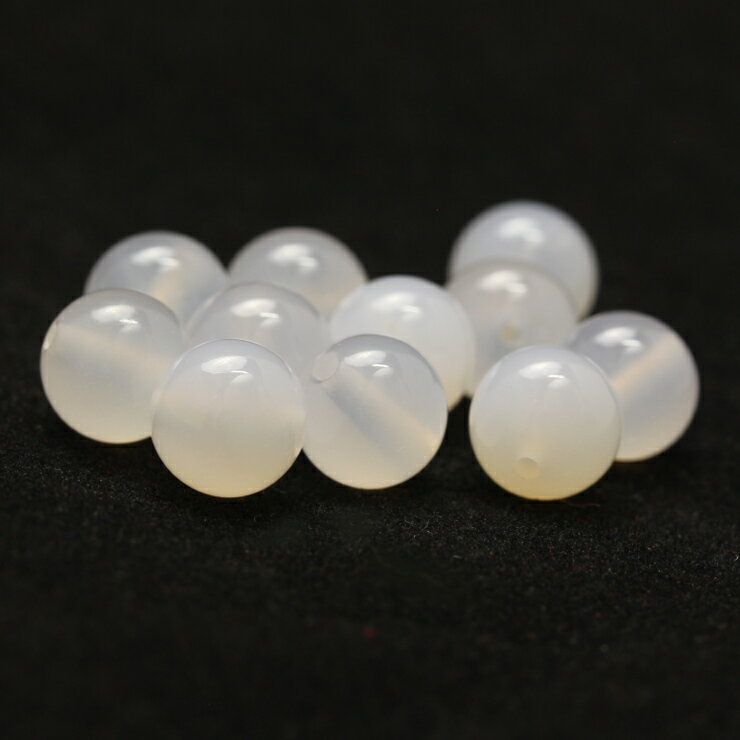 【1粒売り ビーズ】ホワイトカルセドニー 8mm 縁結び 運気 素材 パーツ 人間関係 ...