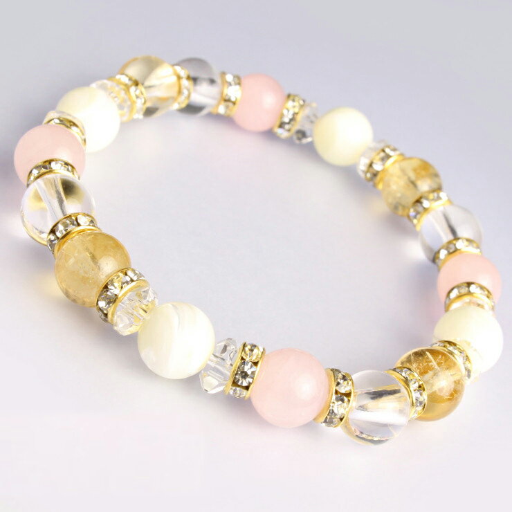 シトリン ローズクォーツ デザイン ブレスレット/ 4月 安産 子宝 仕事運 縁結び 運気 ふたご座 性別 しし座 恋愛成就 金運 マザーオブパール 11月 1...