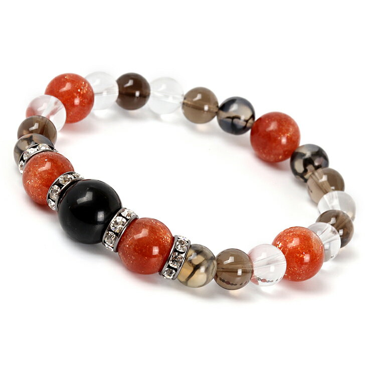 しし座 7/23〜8/22 サンストーン メンズ ブレスレット/ 4月 みずがめ座 魔除け 厄除け ブラック ブラックタイガーアイ ブラウン 仕事運 デザイン ...