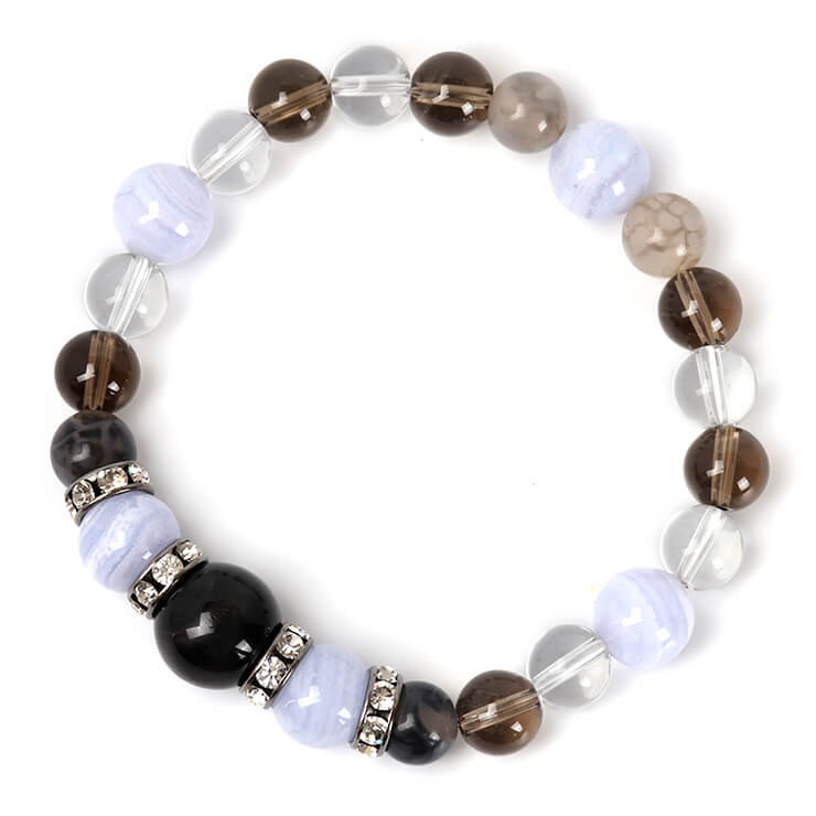 おとめ座 8/23〜9/22 ブルーレースアゲート メンズ ブレスレット/ 4月 みずがめ座 魔除け 厄除け ブラック ブラックタイガーアイ ブラウン 仕事運 デザイン ドラゴンアゲート 星座石 誕生石