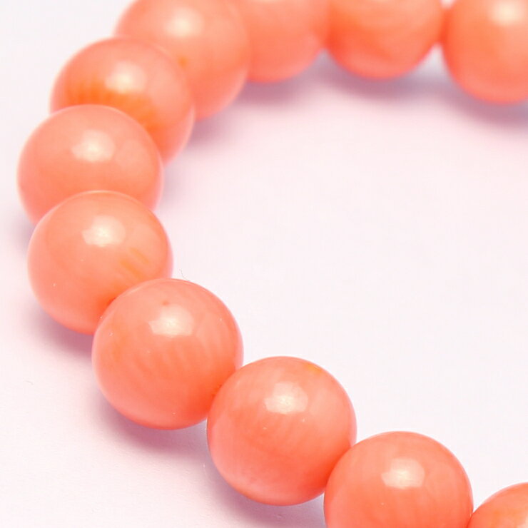 ピンクコーラル 染色 8mm シンプル ブレスレット/ 安産 子宝 かに座 運気 性別 3月 メンズ 癒し シンプル 星座石 誕生石 3
