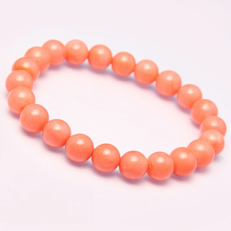 ピンクコーラル 染色 8mm シンプル ブレスレット/ 安産 子宝 かに座 運気 性別 3月 メンズ 癒し シンプル 星座石 誕生石