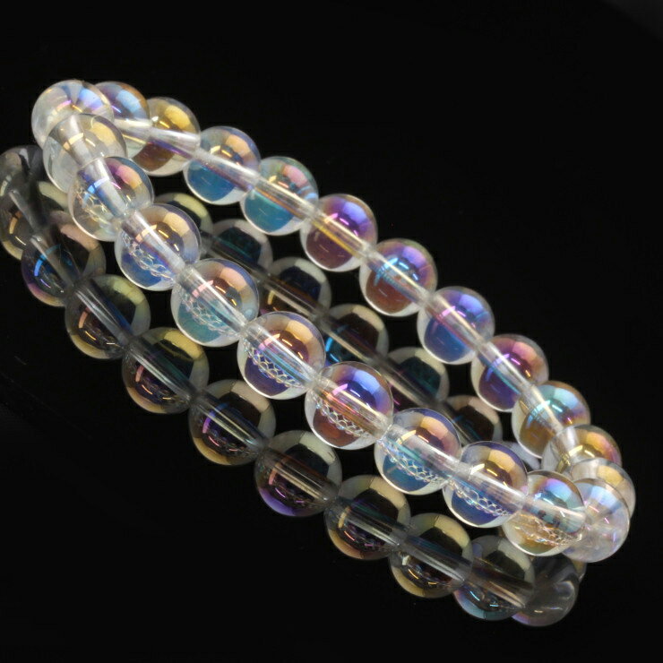 レインボークォーツ 8mm シンプル ブレスレット/ 仕事運 運気 性別 メンズ レインボー クォーツ シンプル 願望成就 ホワイト クリア