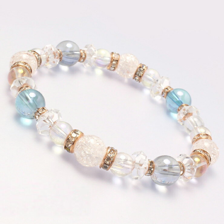 【送料無料】パワーストーン/ブレスレット/クリスタルクォーツ/クラック水晶/アクアオーラ/天然石/4月/誕生石【ブレスレット レディース】クリスタル・アクアオーラ デザインブレスレット パワーストーン/天然石/ギフト