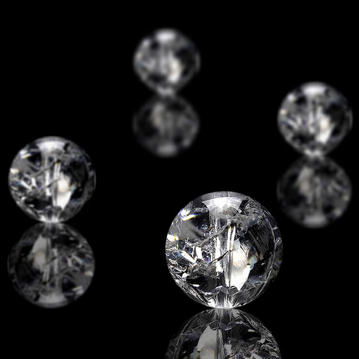 【1粒売り ビーズ】クラック水晶 6mm 仕事運 運気 恋愛成就 素材 パーツ 天然石 粒売り ホワイト パワーストーン バラ売り ブレスレット 手作り 材料 ハンドメイドパーツ 丸玉 粒