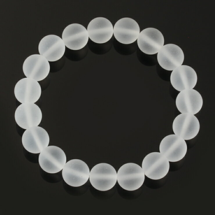 フロスト水晶 10mm シンプル ブレスレット/ 仕事運 運気 性別 メンズ 人間関係 シンプル ホワイト クリア