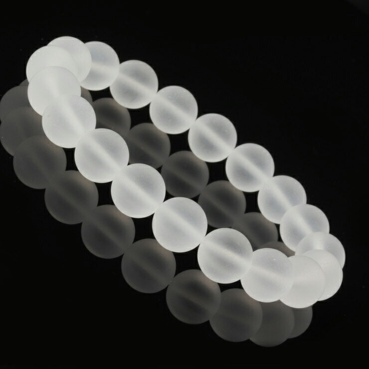 フロスト水晶 10mm シンプル ブレスレット/ 仕事運 運気 性別 メンズ 人間関係 シンプル ホワイト クリア