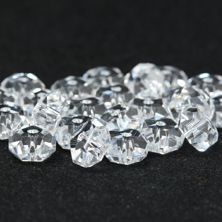 【粒売り/人工石】クリスタル ボタン20面カット 7× 4mm 4月 仕事運 運気 しし座 恋愛成就 素材 パーツ 天然石 粒売り ホワイト 星座石 誕生石 パワーストーン バラ売り 丸玉 粒