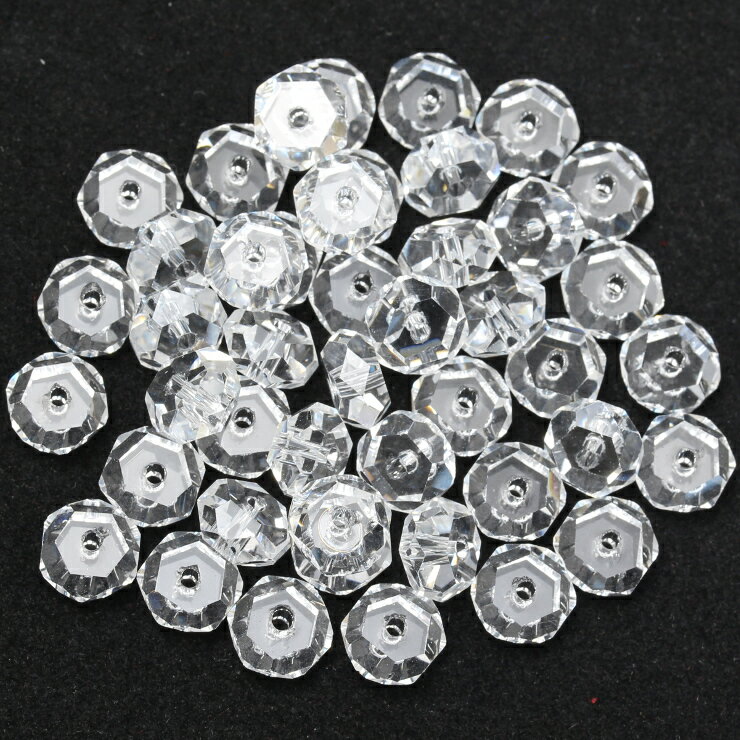 【粒売り/人工石】クリスタル ボタン20面カット 7× 4mm 4月 仕事運 運気 しし座 恋愛成就 素材 パーツ 天然石 粒売り ホワイト 星座石 誕生石 パワーストーン バラ売り 丸玉 粒