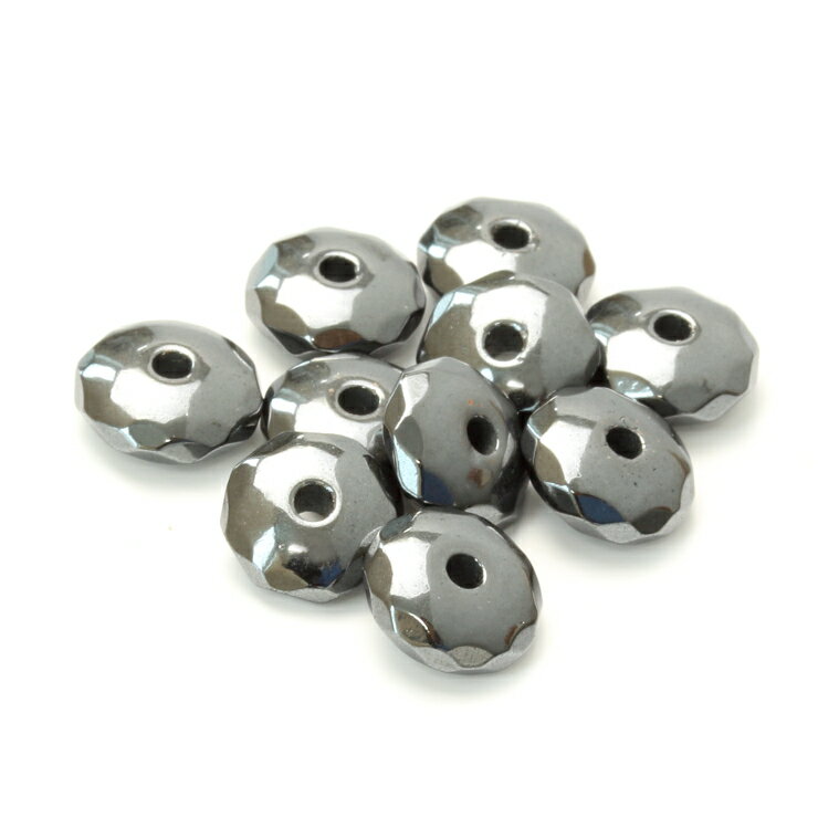 【1粒売り ビーズ】ヘマタイト ボタンダイヤカット 8×3mm 魔除け 厄除け 運気 グレー シルバー 健康 素材 パーツ さそり座 8mm 天然石 星座石 誕...