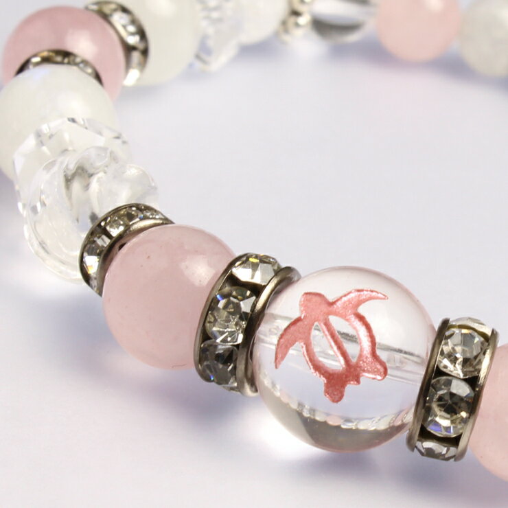 ホヌ ローズクォーツ デザイン ブレスレット 4月 魔除け 厄除け ブルームーンストーン 仕事運 かに座 恋人 夫婦円満 クラック水晶 縁結び 運気 性別 6月 しし座 星座石 誕生石 ローズクォーツ ブレスレット