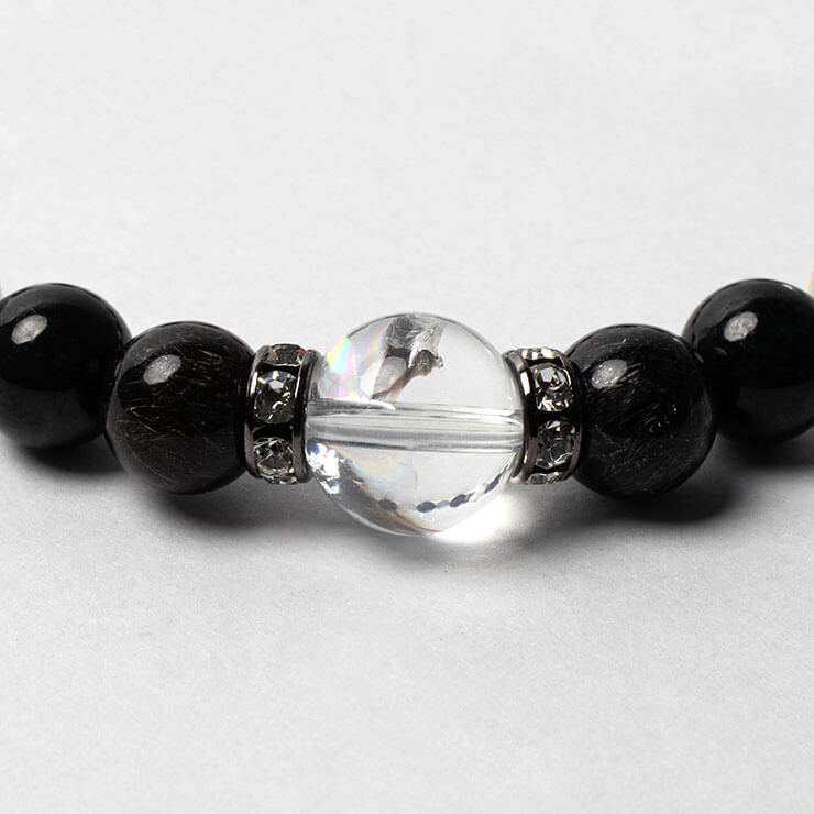 アイリスクォーツ メンズ デザイン ブレスレット/ 4月 8月 魔除け 厄除け ブラック 黒翡翠 ブラックルチルクォーツ ブラックスピネル 仕事運 かに座 やぎ座 縁結び 運気 星座石 誕生石