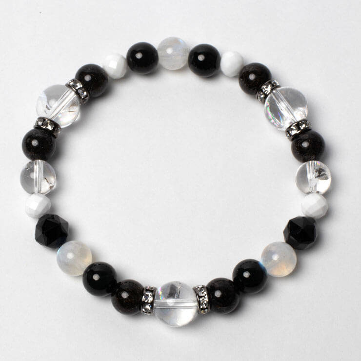 アイリスクォーツ メンズ デザイン ブレスレット/ 4月 8月 魔除け 厄除け ブラック 黒翡翠 ブラックルチルクォーツ ブラックスピネル 仕事運 かに座 やぎ座 縁結び 運気 星座石 誕生石