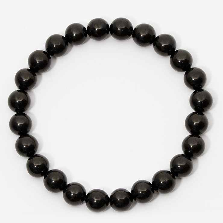 ジェット 8mm シンプル ブレスレット/ 魔除け 厄除け ブラック 運気 性別 メンズ 希少 珍しい天然石ブレス シンプル 願望成就
