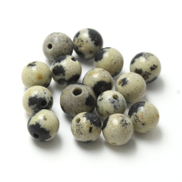 【1粒売り ビーズ】ダルメシアンジャスパー 4mm 仕事運 運気 素材 パーツ 天然石 粒売り 願望成就 ホワイト パワーストーン バラ売り 丸玉 粒