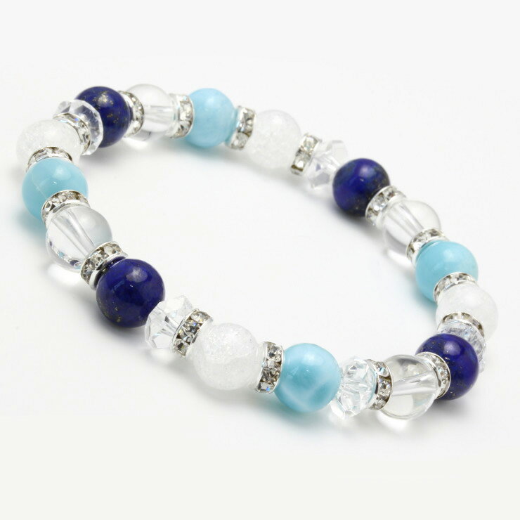 ラリマー ラピスラズリ デザイン ブレスレット/ 4月 魔除け 厄除け ブルー 仕事運 クラック水晶 12月 運気 性別 しし座 てんびん座 恋愛成就 メンズ ...