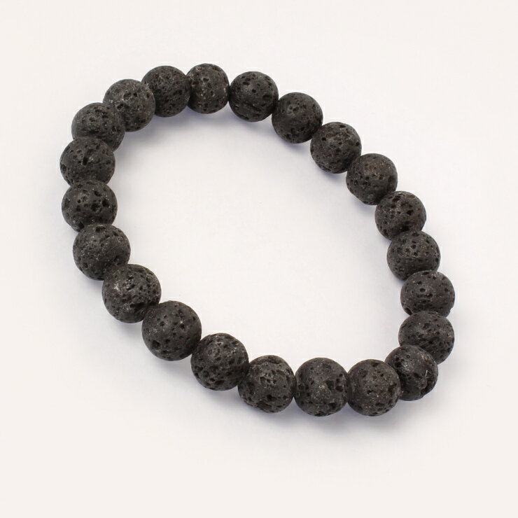 ラバストーン 8mm シンプル ブレスレット/ ブラック 恋人 夫婦円満 運気 性別 メンズ シンプル