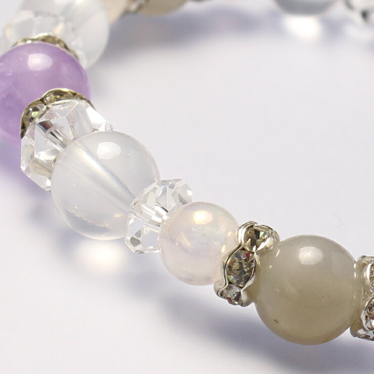 グレームーンストーン ラベンダーアメジスト デザイン ブレスレット 4月 仕事運 かに座 恋人 夫婦円満 家庭円満 縁結び 2月 運気 性別 グレー シルバー 6月 星座石 誕生石 ムーンストーン ブレスレット