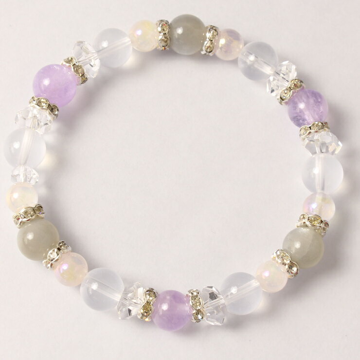 グレームーンストーン ラベンダーアメジスト デザイン ブレスレット 4月 仕事運 かに座 恋人 夫婦円満 家庭円満 縁結び 2月 運気 性別 グレー シルバー 6月 星座石 誕生石 ムーンストーン ブレスレット