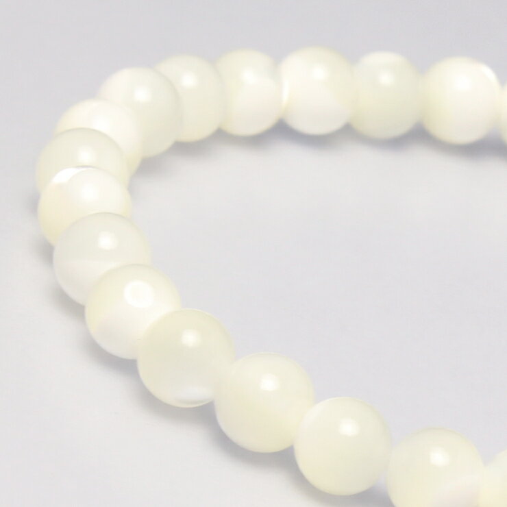 マザーオブパール 6mm シンプル ブレスレット/ 安産 子宝 運気 性別 メンズ 癒し シンプル ホワイト クリア