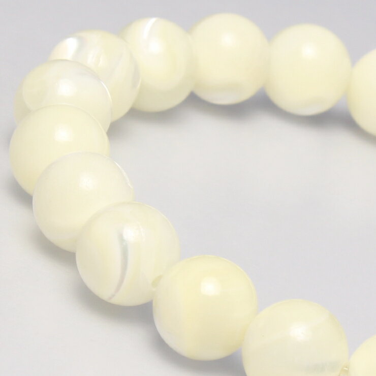 マザーオブパール 8mm シンプル ブレスレット/ 安産 子宝 運気 性別 メンズ 癒し シンプル ホワイト クリア