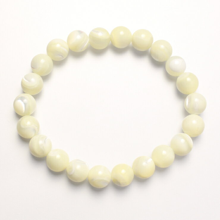 マザーオブパール 8mm シンプル ブレスレット/ 安産 子宝 運気 性別 メンズ 癒し シンプル ホワイト クリア
