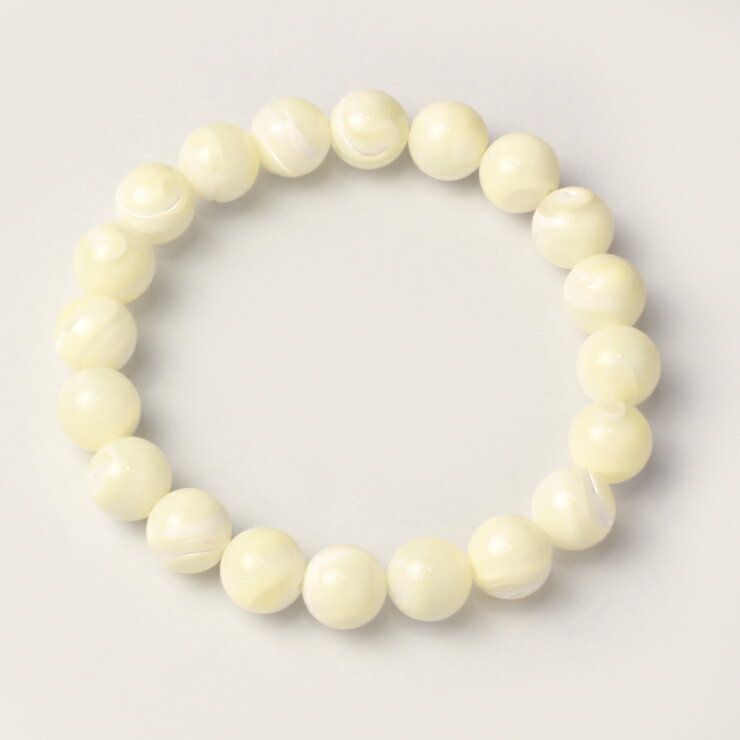 マザーオブパール 10mm シンプル ブレスレット/ 安産 子宝 運気 性別 メンズ 癒し シンプル ホワイト クリア