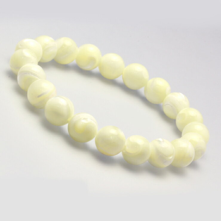 マザーオブパール 10mm シンプル ブレスレット/ 安産 子宝 運気 性別 メンズ 癒し シンプル ホワイト クリア