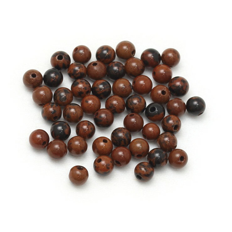 【1粒売り ビーズ】マホガニーオブシディアン 4mm 魔除け 厄除け ブラウン 仕事運 やぎ座 運気 マホガニー オブシディアン 素材 パーツ 天然石 星座石 誕生石 パワーストーン バラ売り 丸玉 粒