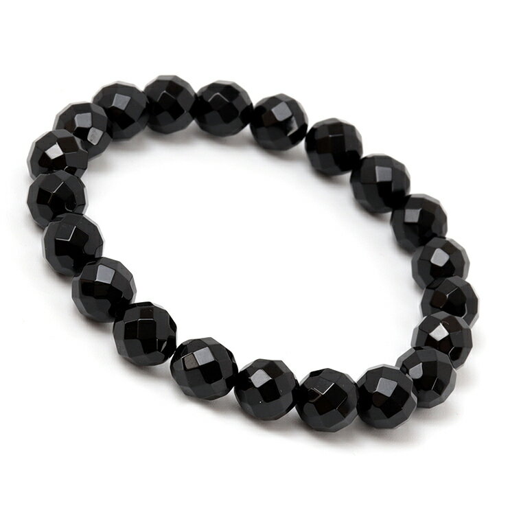 ブラックオニキス 64面カット 10mm シンプル ブレスレット/天然石 魔除け 厄除け やぎ座 運気 性別 メンズ シンプル 星座石 誕生石
