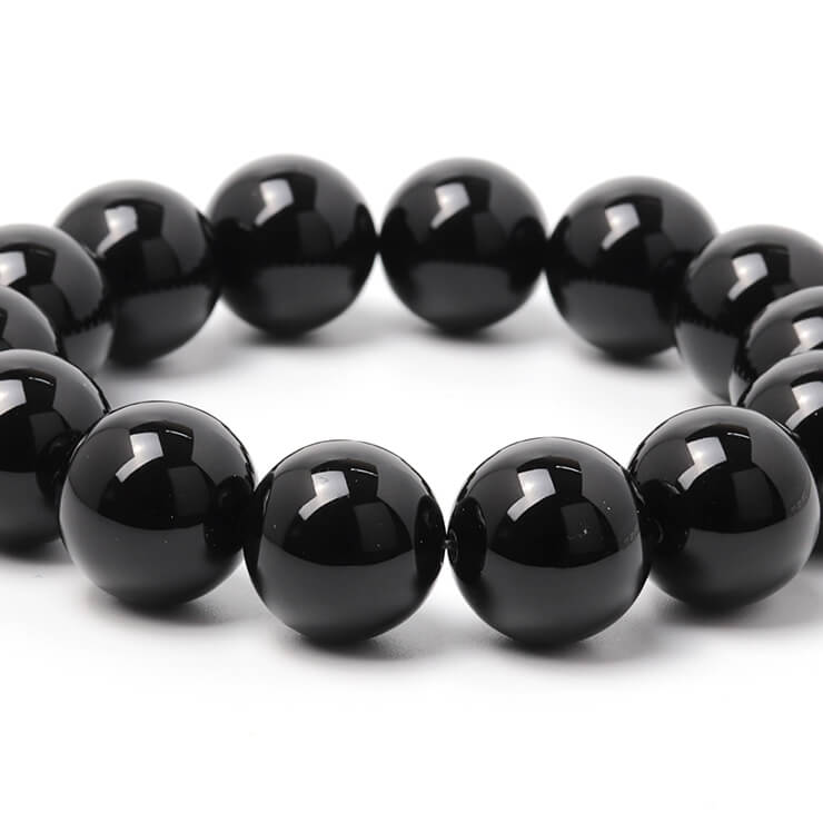 ブラックオニキス16mm シンプル ブレスレット/ 魔除け 厄除け やぎ座 運気 性別 メンズ シンプル 14mm以上 星座石 誕生石