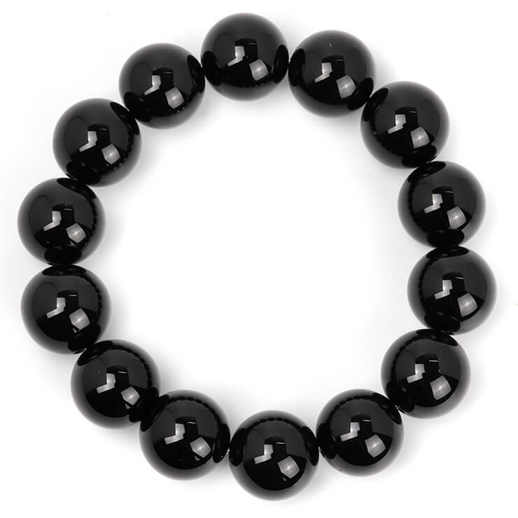 ブラックオニキス16mm シンプル ブレスレット/ 魔除け 厄除け やぎ座 運気 性別 メンズ シンプル 14mm以上 星座石 誕生石