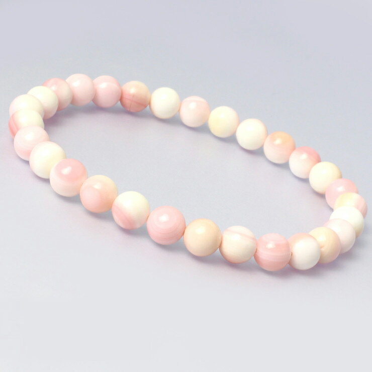 クイーンコンクシェル 6mm シンプル ブレスレット/ 安産 子宝 恋人 夫婦円満 運気 性別 メンズ 海 ピンク 希少 珍しい天然石ブレス シンプル