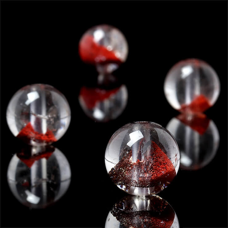 【1粒売り ビーズ】レッドファントムクォーツ 8mm/ 安産 子宝 仕事運 運気 素材 パーツ 天然石 パワーストーン バラ売り 丸玉 粒