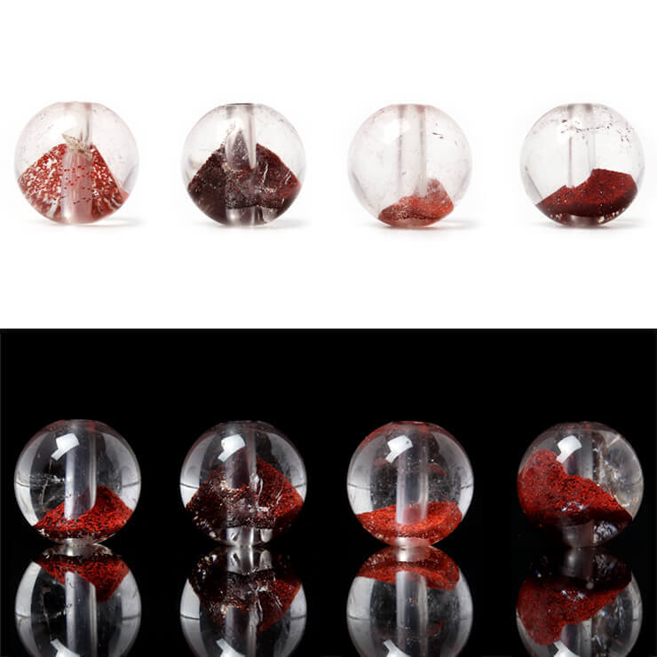 【1粒売り ビーズ】レッドファントムクォーツ 8mm/ 安産 子宝 仕事運 運気 素材 パーツ 天然石 パワーストーン バラ売り 丸玉 粒